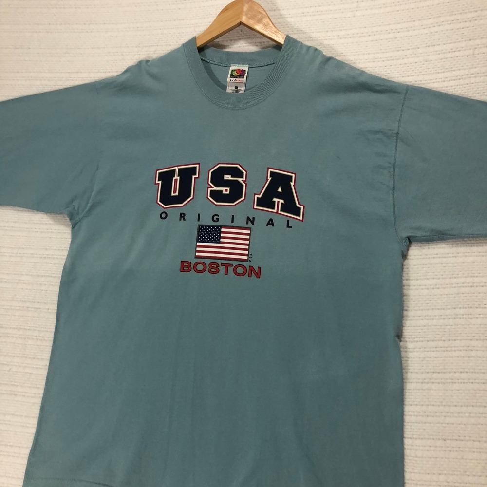 USA Boston Graphic T-Shirt Vintage Style Fruit of the Loom XL